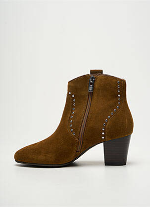 Bottines/boots tissage satiné talon de 4 à 6cm marron EMILIE KARSTON femme