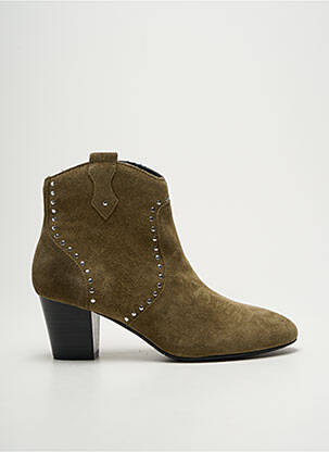 Bottines/boots tissage satiné talon de 4 à 6cm vert EMILIE KARSTON femme