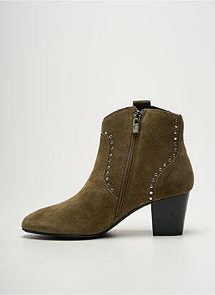 Bottines/boots tissage satiné talon de 4 à 6cm vert EMILIE KARSTON femme
