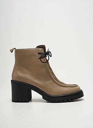 Bottines/boots matière lisse talon de 4 à 6cm beige EMILIE KARSTON femme