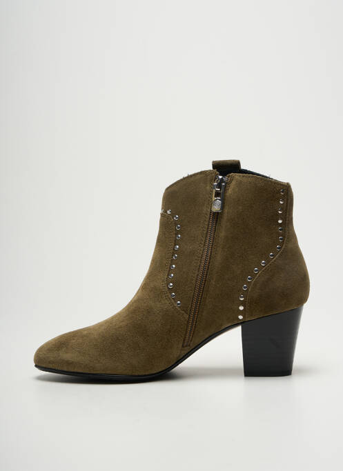 Bottines/boots tissage satiné talon de 4 à 6cm vert EMILIE KARSTON femme
