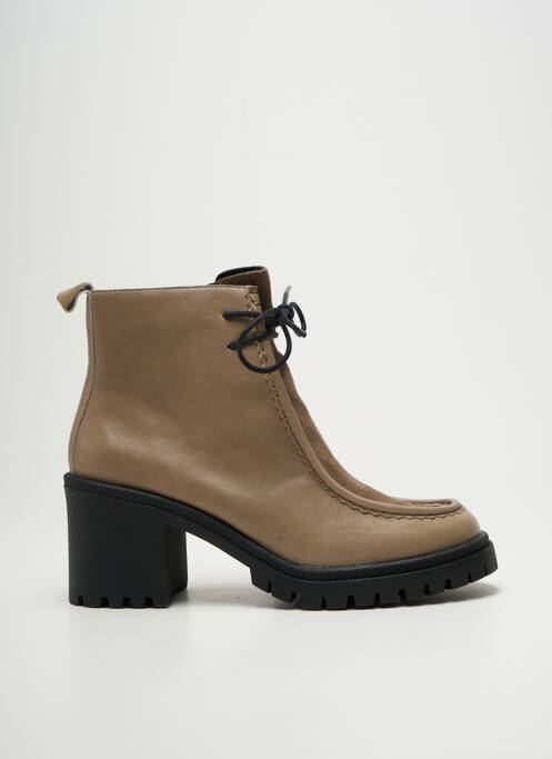 Bottines/boots matière lisse talon de 4 à 6cm beige EMILIE KARSTON femme