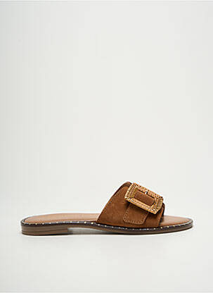 Mules/sabots chiquet talon plat jusqu'à 3cm marron MARCO TOZZI femme
