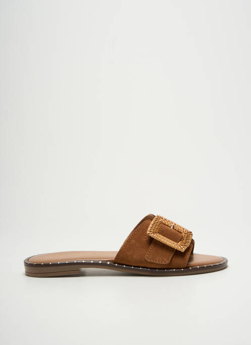 Mules/sabots chiquet talon plat jusqu'à 3cm marron MARCO TOZZI femme