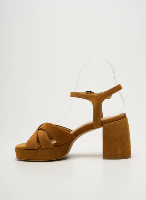 Sandales/nu pieds fermeture boucle(s) talon de 7 à 9cm marron REQINS femme