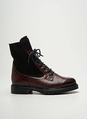 Bottines/boots tissage satiné talon plat jusqu'à 3cm marron REQINS femme