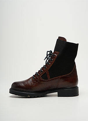 Bottines/boots tissage satiné talon plat jusqu'à 3cm marron REQINS femme