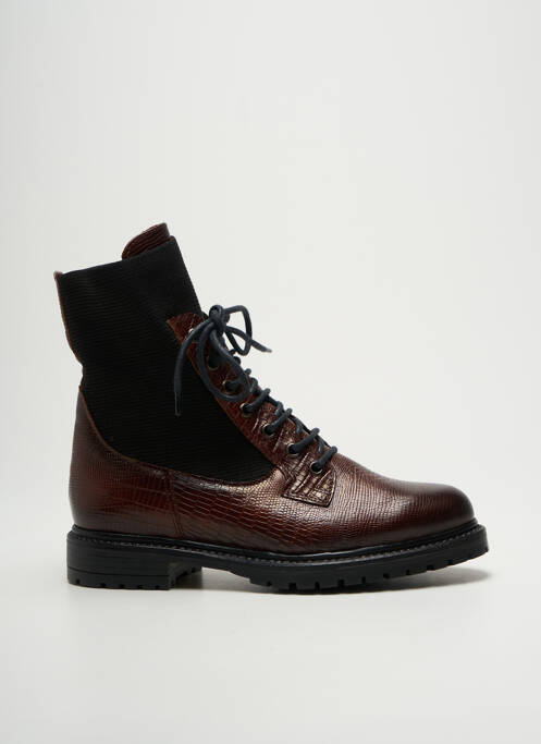 Bottines/boots tissage satiné talon plat jusqu'à 3cm marron REQINS femme