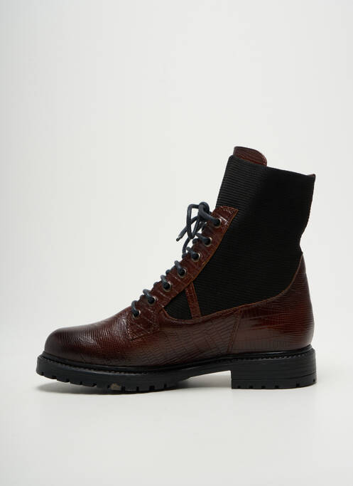 Bottines/boots tissage satiné talon plat jusqu'à 3cm marron REQINS femme