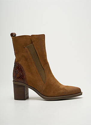 Bottines/boots tissage satiné talon de 4 à 6cm marron CASTA femme