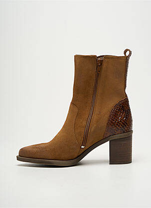 Bottines/boots tissage satiné talon de 4 à 6cm marron CASTA femme