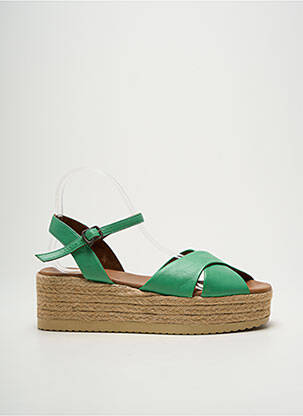 Espadrilles tissage satiné talon de 4 à 6cm vert LUNE & L'AUTRE femme