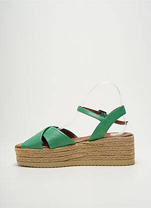 Espadrilles tissage satiné talon de 4 à 6cm vert LUNE & L'AUTRE femme