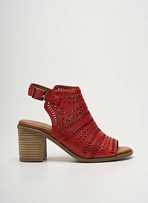 Sandales/nu pieds matière lisse talon de 4 à 6cm rouge CARMELA femme