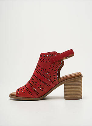 Sandales/nu pieds matière lisse talon de 4 à 6cm rouge CARMELA femme