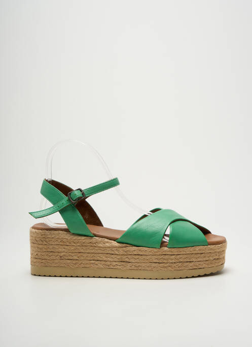 Espadrilles tissage satiné talon de 4 à 6cm vert LUNE & L'AUTRE femme