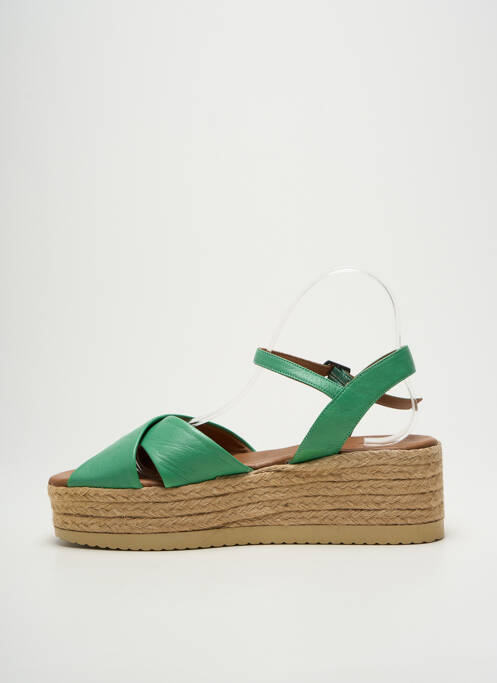 Espadrilles tissage satiné talon de 4 à 6cm vert LUNE & L'AUTRE femme