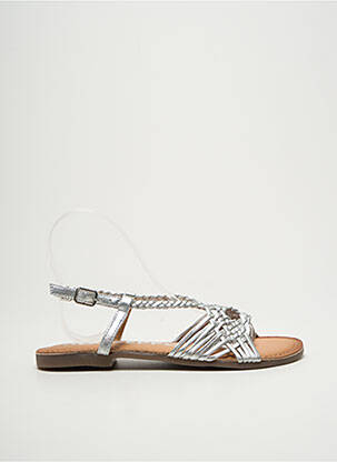 Sandales/nu pieds chiquet talon plat jusqu'à 3cm argent GIOSEPPO femme
