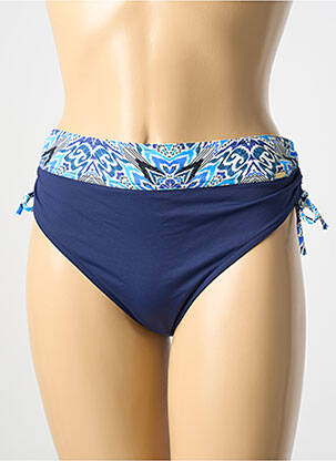 Bas de maillot de bain effet matière satinée culotte bleu GRAIN DE SABLE femme