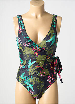 Maillot de bain 1 pièce effet matière satinée haut soutien-gorge moulé noir ONLY femme