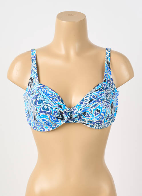Haut de maillot de bain stretch haut soutien-gorge emboitant bleu GRAIN DE SABLE femme