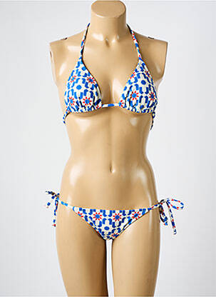 Maillot de bain 2 pièces stretch haut triangles bleu QUIKSILVER femme