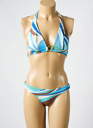 Maillot de bain 2 pièces stretch haut triangles bleu ROXY femme