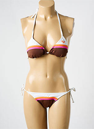 Maillot de bain 2 pièces stretch haut triangles marron ROXY femme