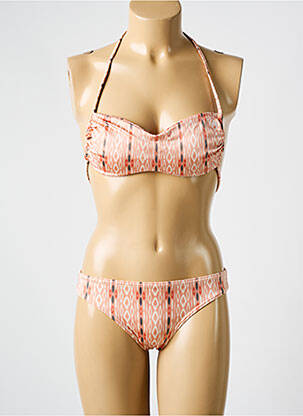 Maillot de bain 2 pièces stretch haut bandeau orange QUIKSILVER femme