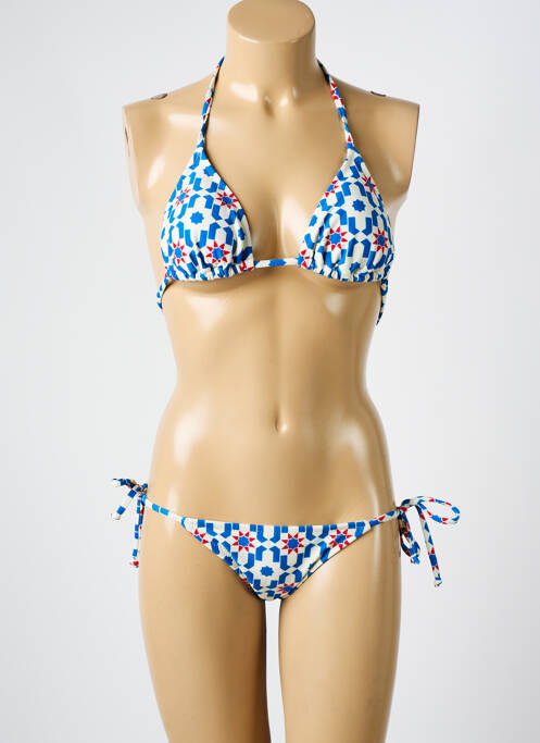 Maillot de bain 2 pièces stretch haut triangles bleu QUIKSILVER femme
