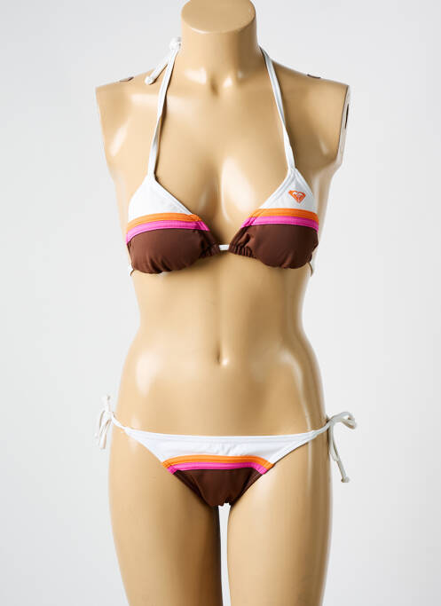 Maillot de bain 2 pièces stretch haut triangles marron ROXY femme