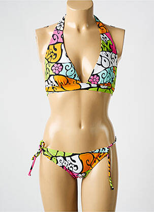Maillot de bain 2 pièces stretch haut triangles jaune ROXY femme