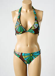 Maillot de bain 2 pièces stretch haut triangles vert ROXY femme
