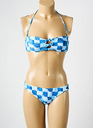 Maillot de bain 2 pièces stretch haut bandeau bleu QUIKSILVER femme