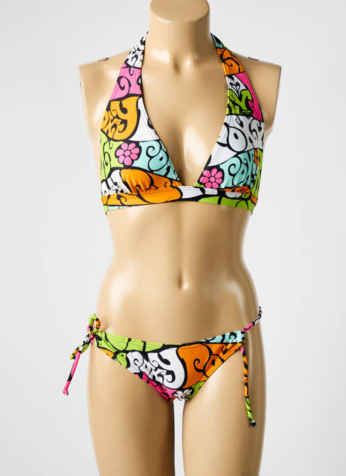 Maillot de bain 2 pièces stretch haut triangles jaune ROXY femme