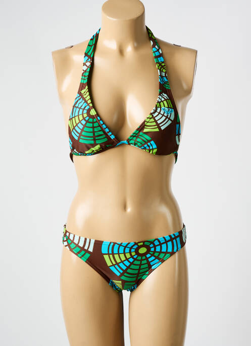 Maillot de bain 2 pièces stretch haut triangles vert ROXY femme