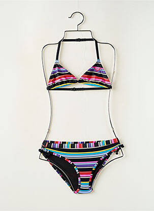 Maillot de bain 2 pièces effet matière satinée noir ROXY fille