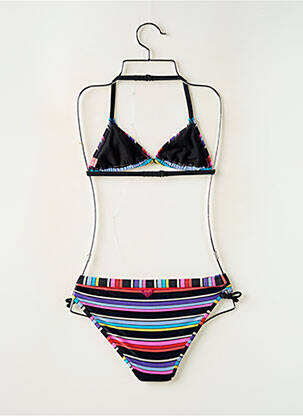 Maillot de bain 2 pièces imprimé rayures noir ROXY fille
