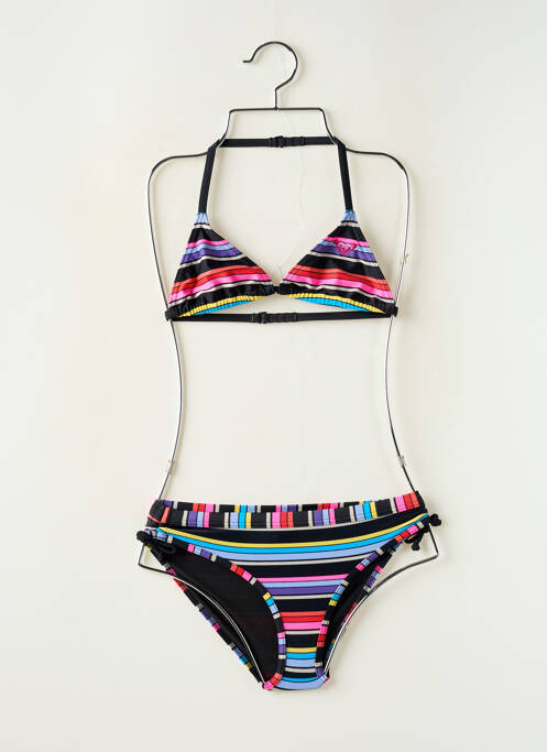 Maillot de bain 2 pièces effet matière satinée noir ROXY fille