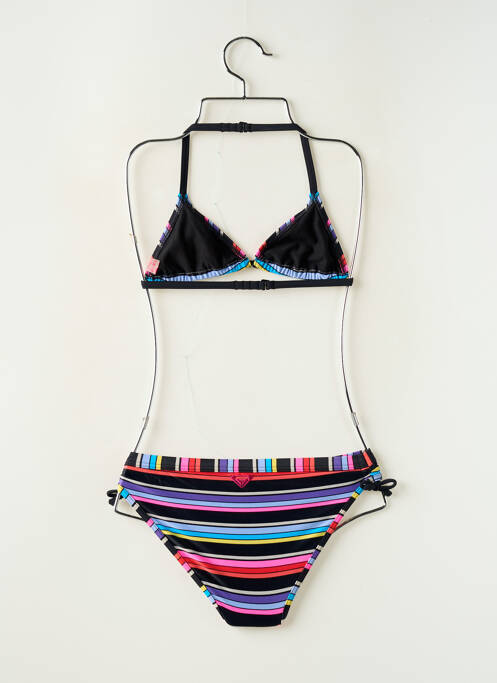 Maillot de bain 2 pièces effet matière satinée noir ROXY fille