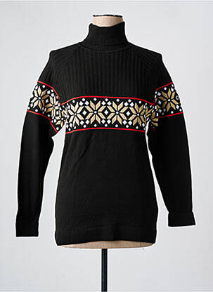 Pull col roulé coupe ajustée manches longues noir NEWLAND femme