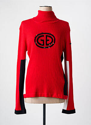 Pull col roulé tissage côtelé manches longues rouge GOLDBERGH femme