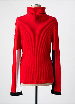 Pull col roulé tissage côtelé manches longues rouge GOLDBERGH femme