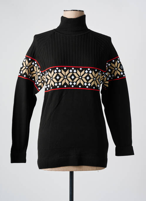 Pull col roulé coupe ajustée manches longues noir NEWLAND femme
