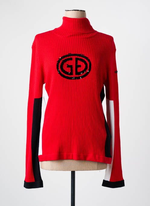 Pull col roulé tissage côtelé manches longues rouge GOLDBERGH femme