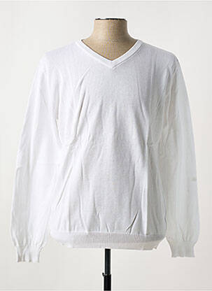 Pull col v manches longues blanc UGHOLIN homme