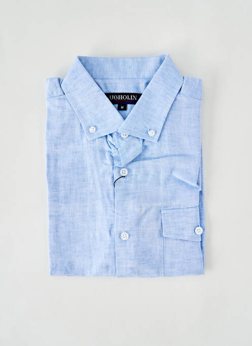 Chemise manches courtes coupe cintrée bleu UGHOLIN homme