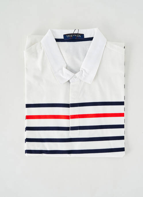 Polo imprimé rayures manches longues blanc UGHOLIN homme