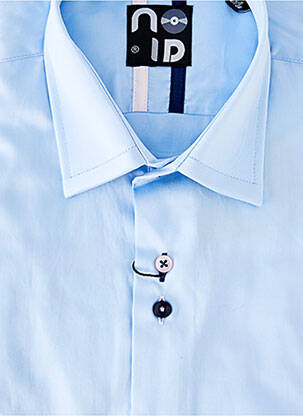 Chemise manches longues coupe cintrée bleu NO ID homme
