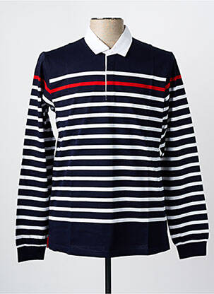 Polo imprimé rayures manches longues bleu UGHOLIN homme